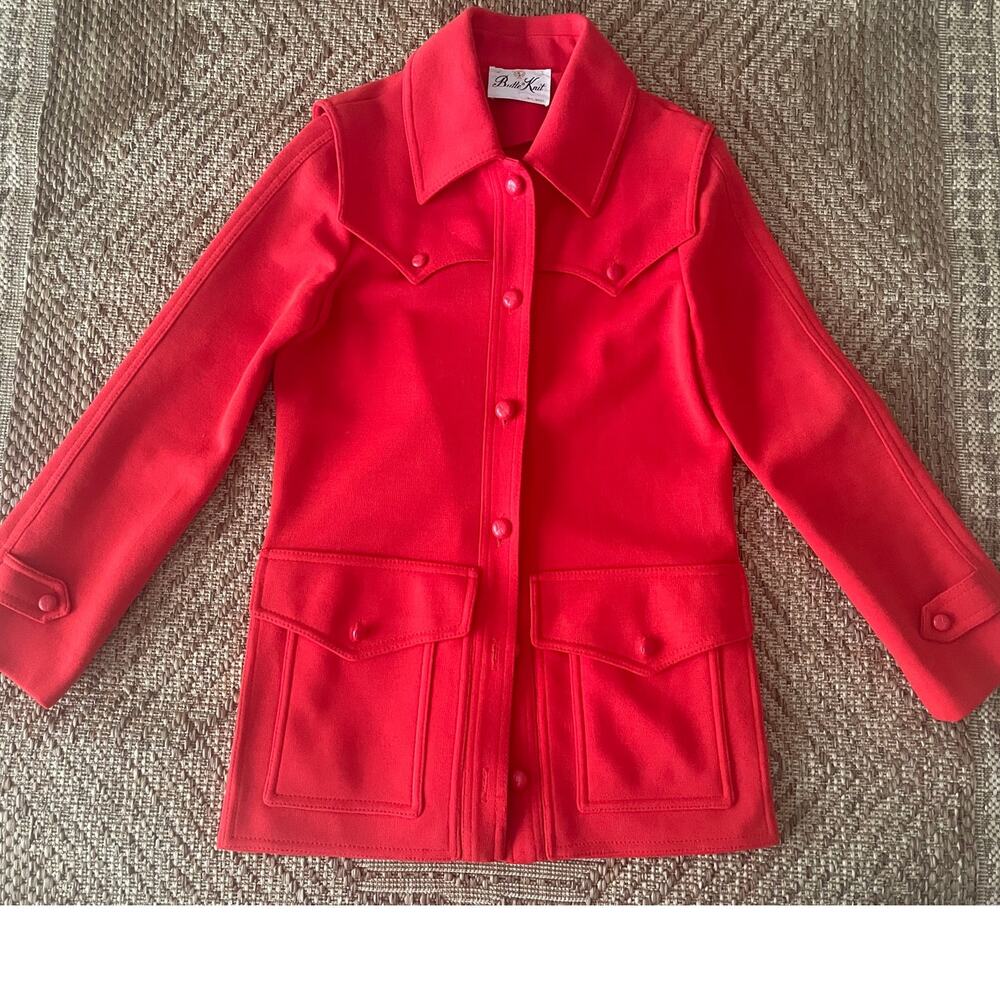 Vintage Butte Knit Red Blazer Jacket button up